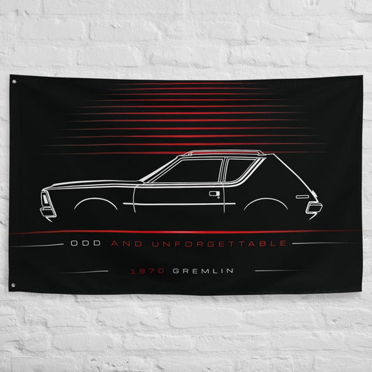 AMC Gremlin 1970 car silhouette flag - White Brick Wall
