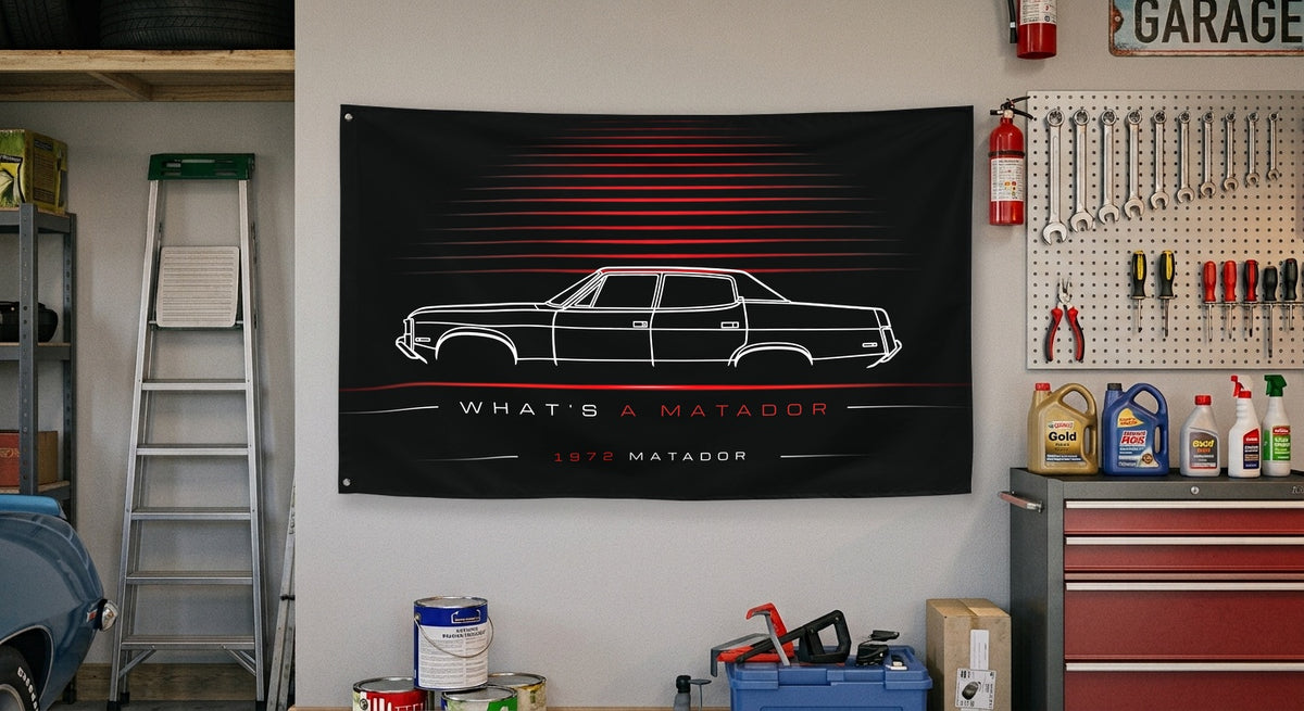 AMC Matador 1972 car silhouette flag - Garage Wall