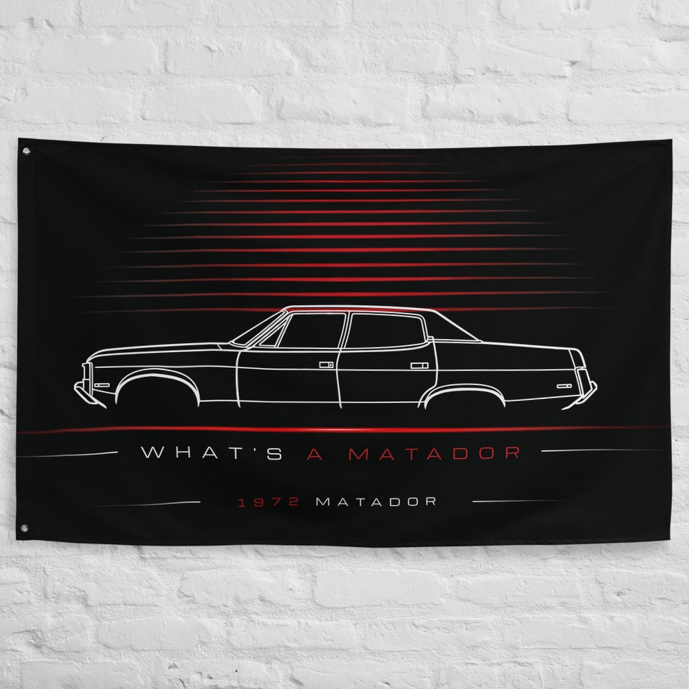AMC Matador 1972 car silhouette flag - White Brick Wall