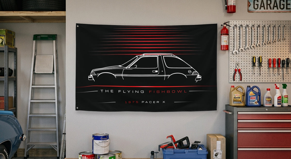 AMC Pacer X 1975 car silhouette flag - Garage Wall