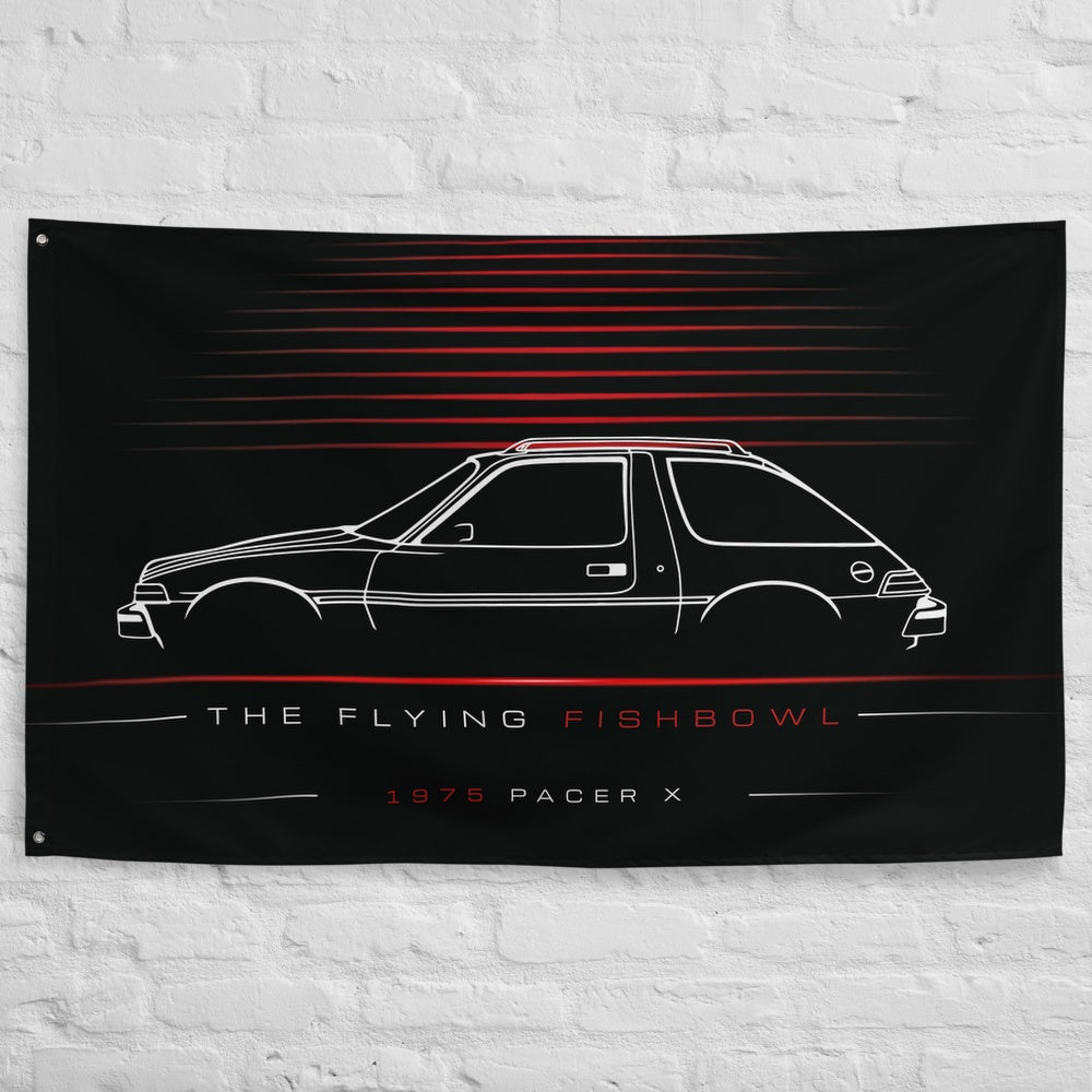 AMC Pacer X 1975 car silhouette flag - White Brick Wall