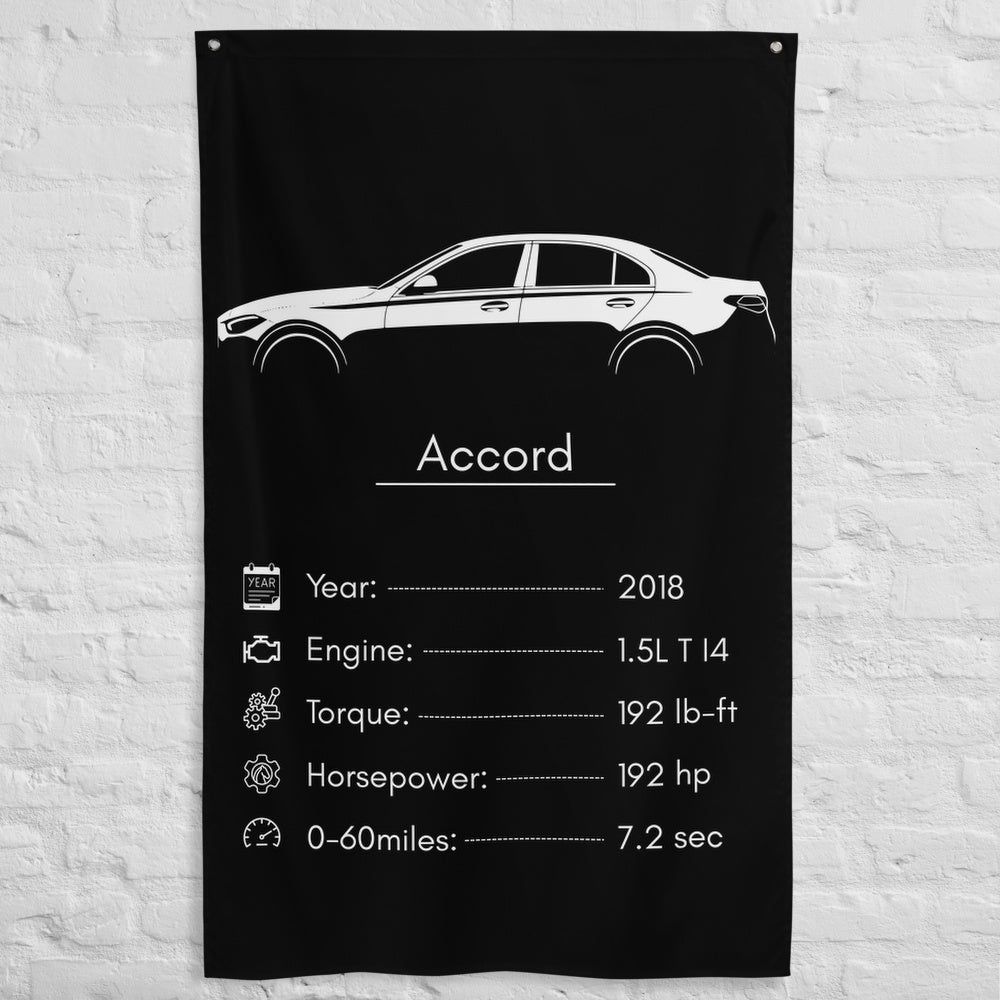Honda Accord 2018 car silhouette spec flag - White Brick Wall