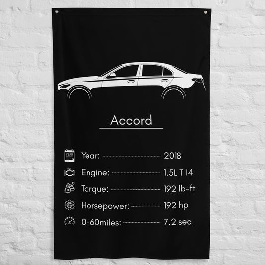Honda Accord 2018 car silhouette spec flag - White Brick Wall