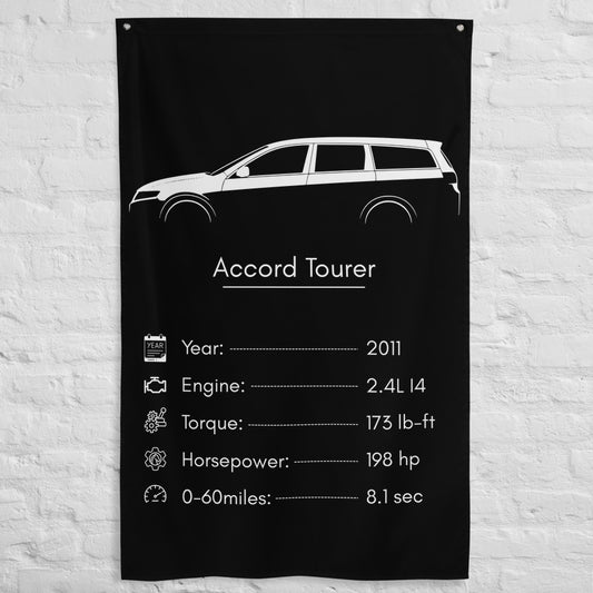 Honda Accord Tourer 2011 car silhouette spec flag - White Brick Wall