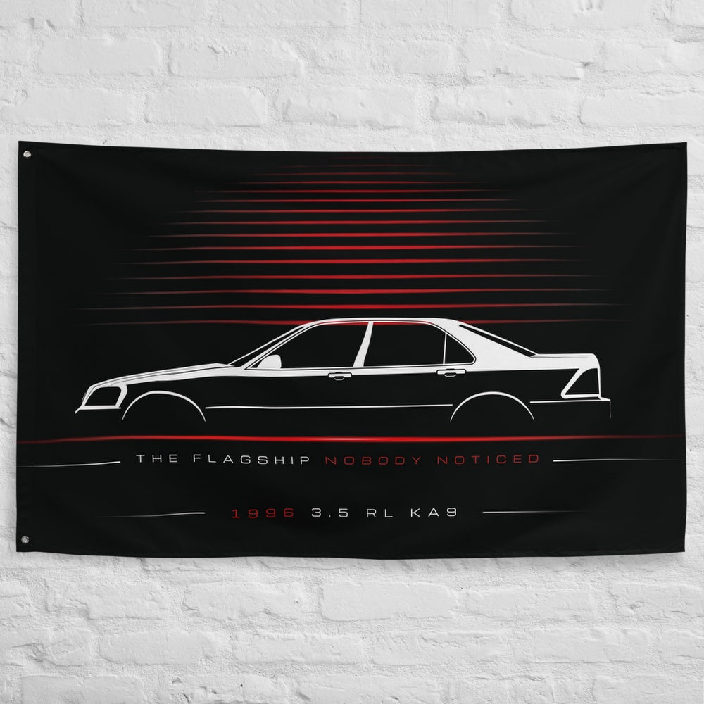Acura 3.5 RL KA9 1996 car silhouette flag - White Brick Wall
