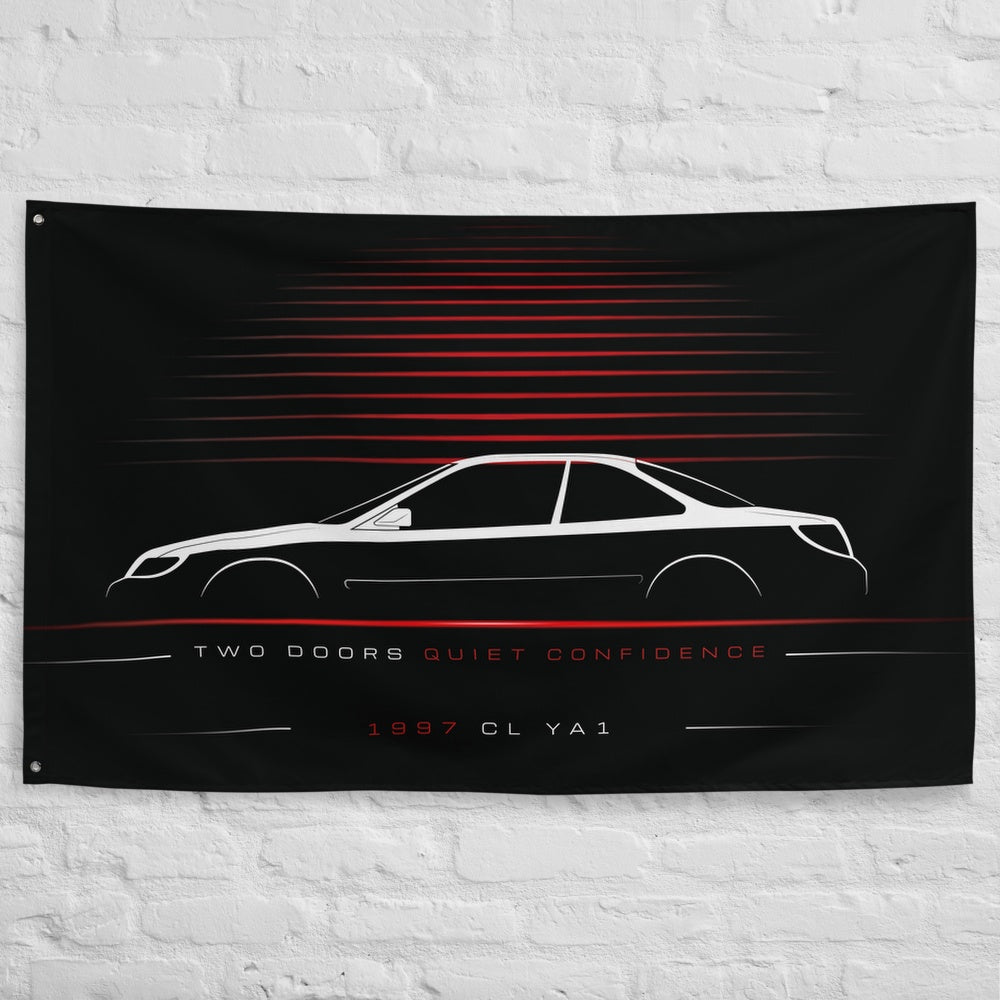 Acura CL YA1 1997 car silhouette flag - White Brick Wall