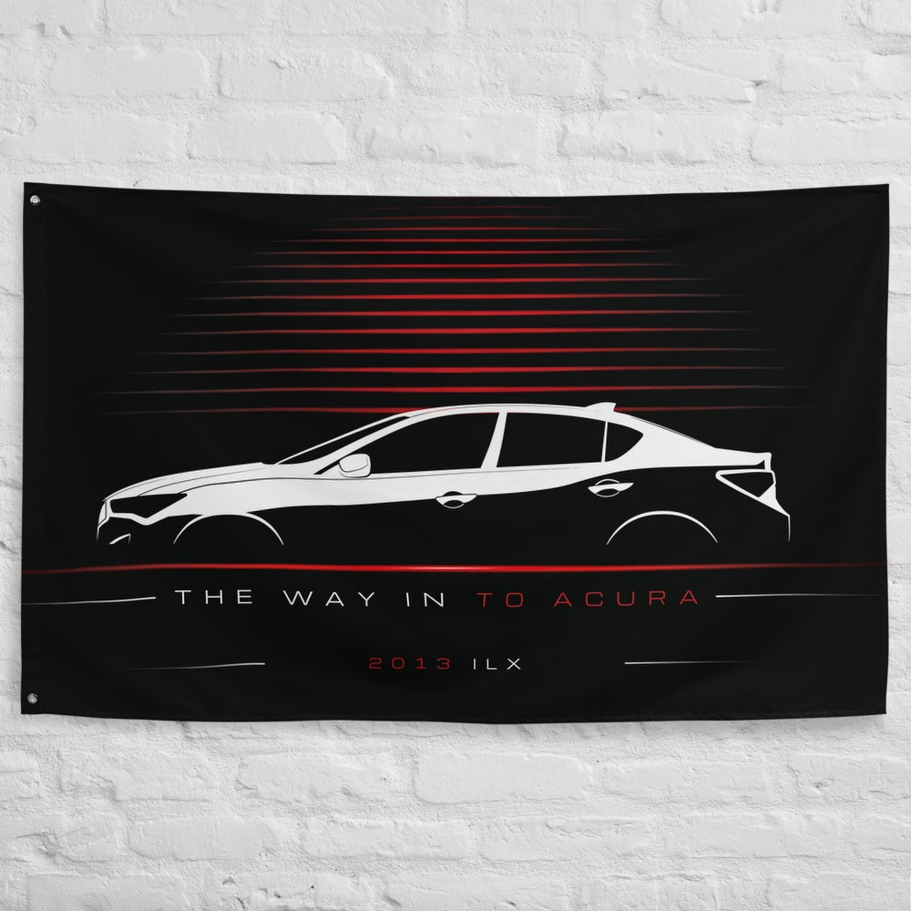 Acura ILX 2013 car silhouette flag - White Brick Wall
