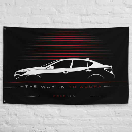 Acura ILX 2013 car silhouette flag - White Brick Wall