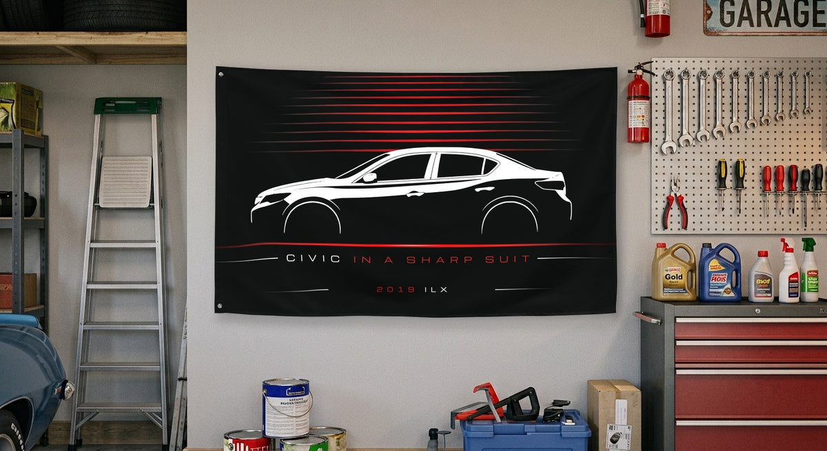 Acura ILX 2019 car silhouette flag - Garage Wall