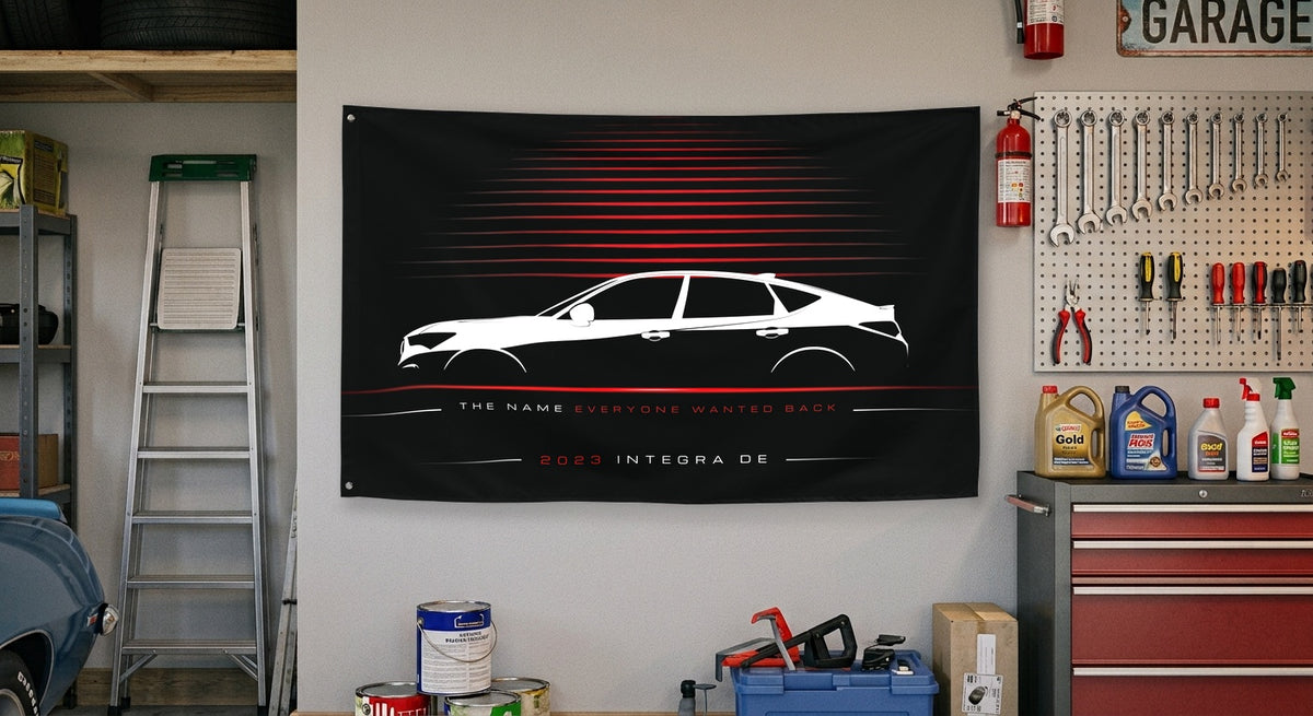 Acura Integra DE 2023 car silhouette flag - Garage Wall