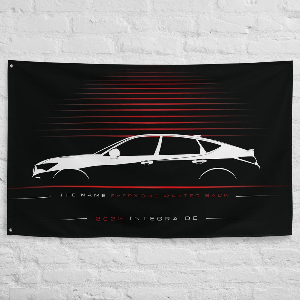 Acura Integra DE 2023 car silhouette flag - White Brick Wall
