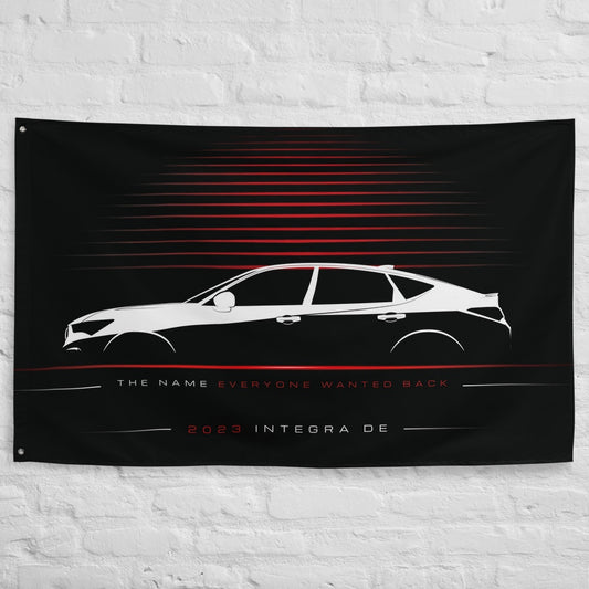 Acura Integra DE 2023 car silhouette flag - White Brick Wall