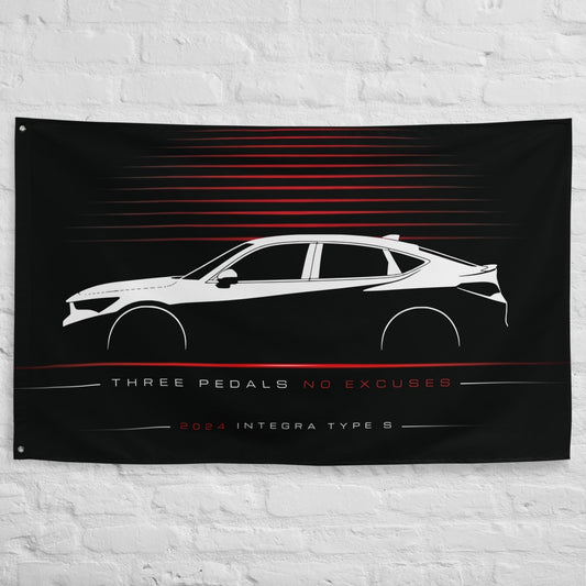 Acura Integra Type S 2024 car silhouette flag - White Brick Wall