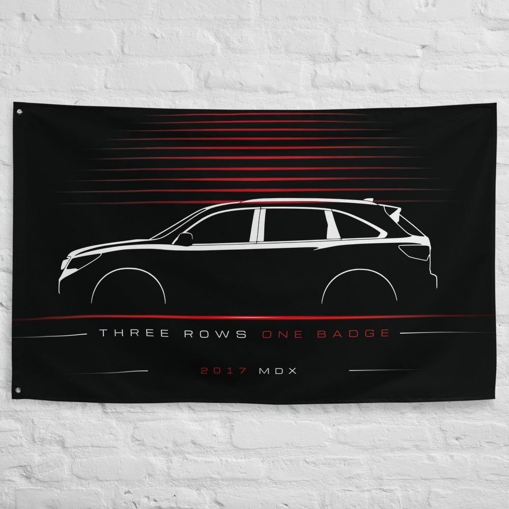 Acura MDX 2017 car silhouette flag - White Brick Wall