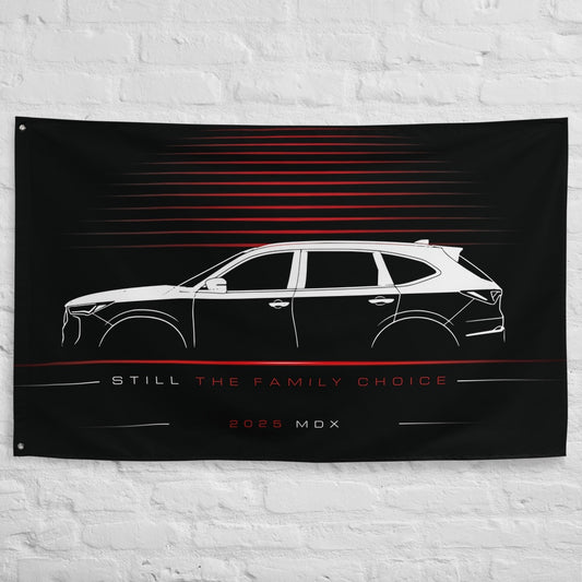 Acura MDX 2025 car silhouette flag - White Brick Wall