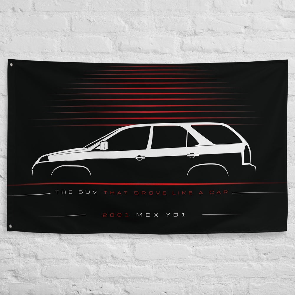 Acura MDX YD1 2001 car silhouette flag - White Brick Wall