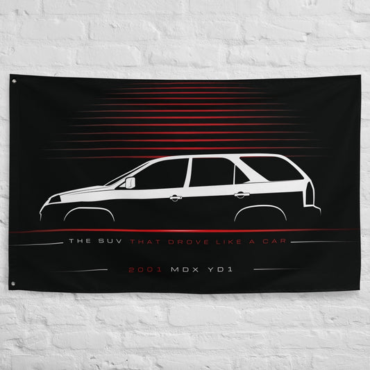 Acura MDX YD1 2001 car silhouette flag - White Brick Wall
