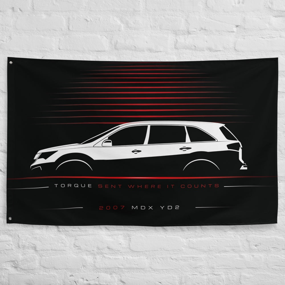 Acura MDX YD2 2007 car silhouette flag - White Brick Wall