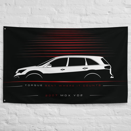 Acura MDX YD2 2007 car silhouette flag - White Brick Wall