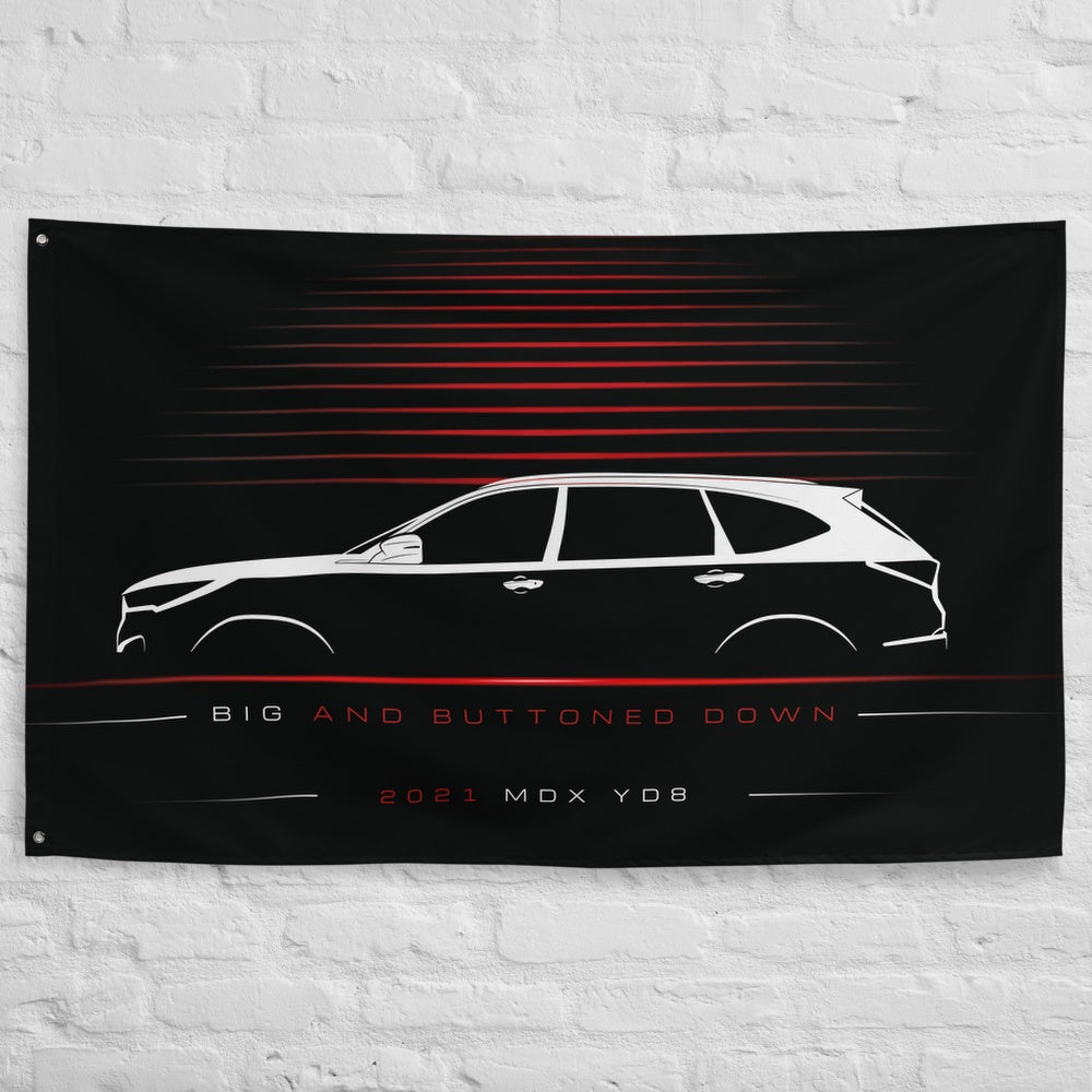 Acura MDX YD8 2021 car silhouette flag - White Brick Wall