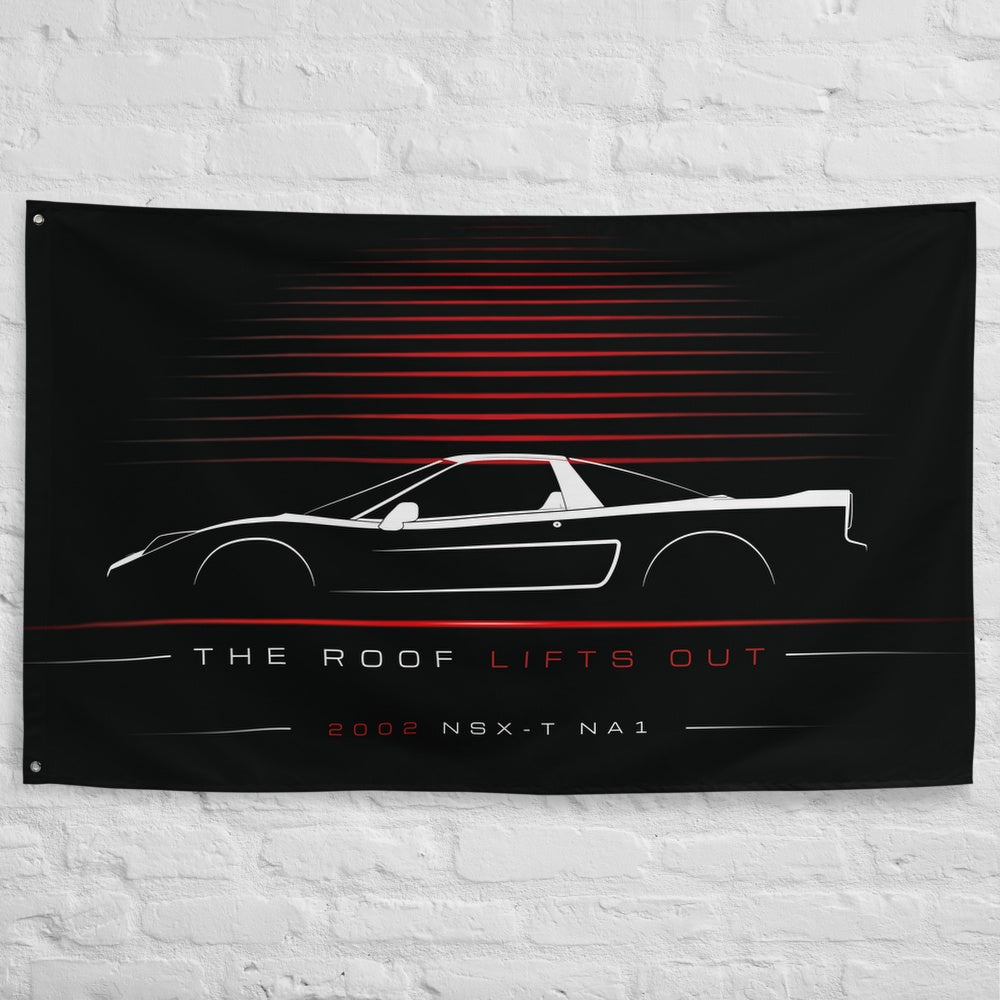 Acura NSX-T NA1 2002 car silhouette flag - White Brick Wall