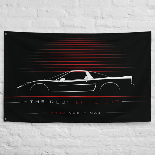 Acura NSX-T NA1 2002 car silhouette flag - White Brick Wall