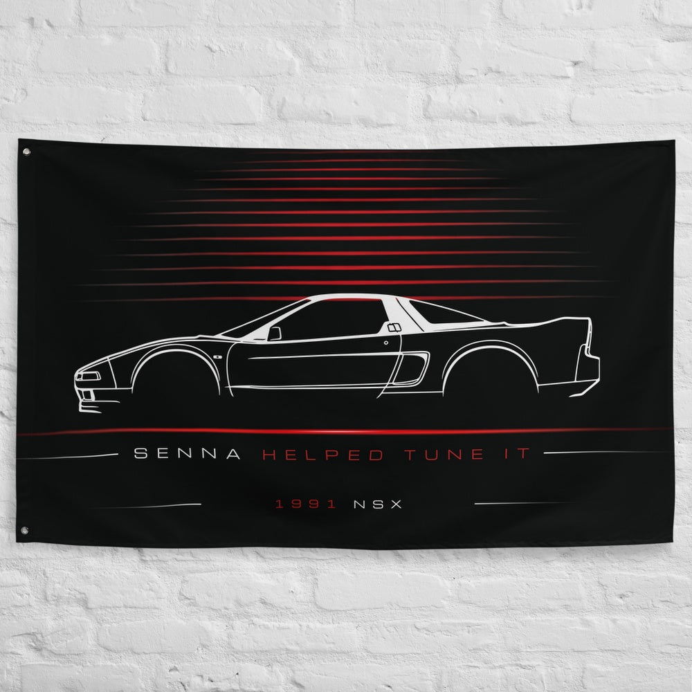 Acura NSX 1991 car silhouette flag - White Brick Wall