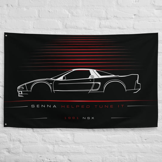 Acura NSX 1991 car silhouette flag - White Brick Wall