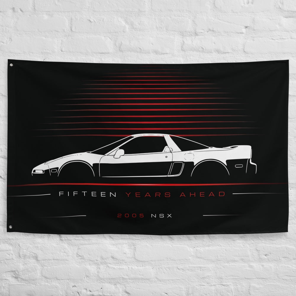 Acura NSX 2005 car silhouette flag - White Brick Wall