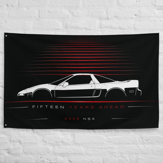 Acura NSX 2005 car silhouette flag - White Brick Wall