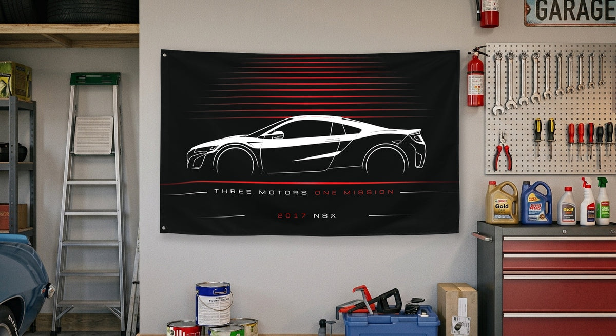 Acura NSX 2017 car silhouette flag - Garage Wall