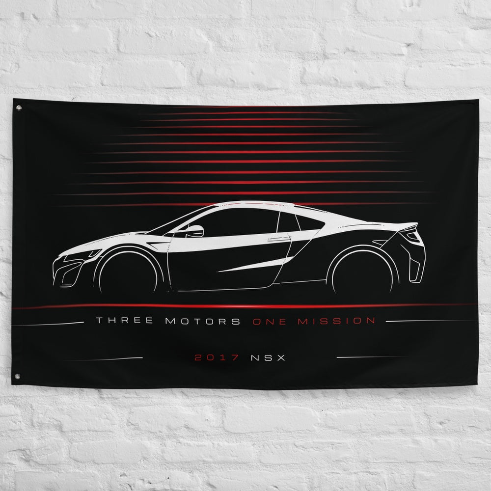 Acura NSX 2017 car silhouette flag - White Brick Wall