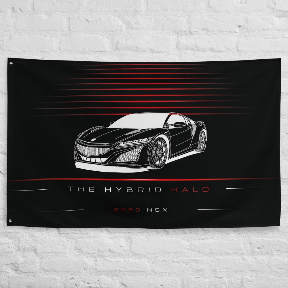 Acura NSX 2020 car silhouette flag - White Brick Wall
