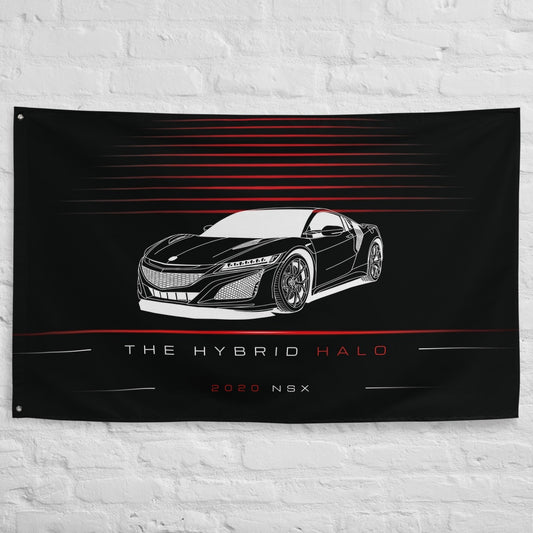 Acura NSX 2020 car silhouette flag - White Brick Wall