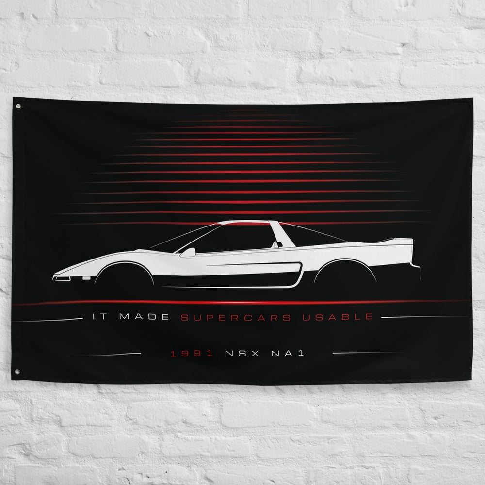 Acura NSX NA1 1991 car silhouette flag - White Brick Wall