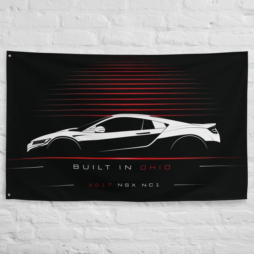 Acura NSX NC1 2017 car silhouette flag - White Brick Wall