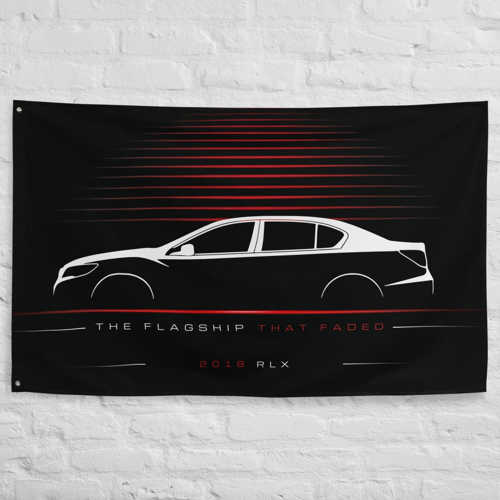 Acura RLX 2018 car silhouette flag - White Brick Wall