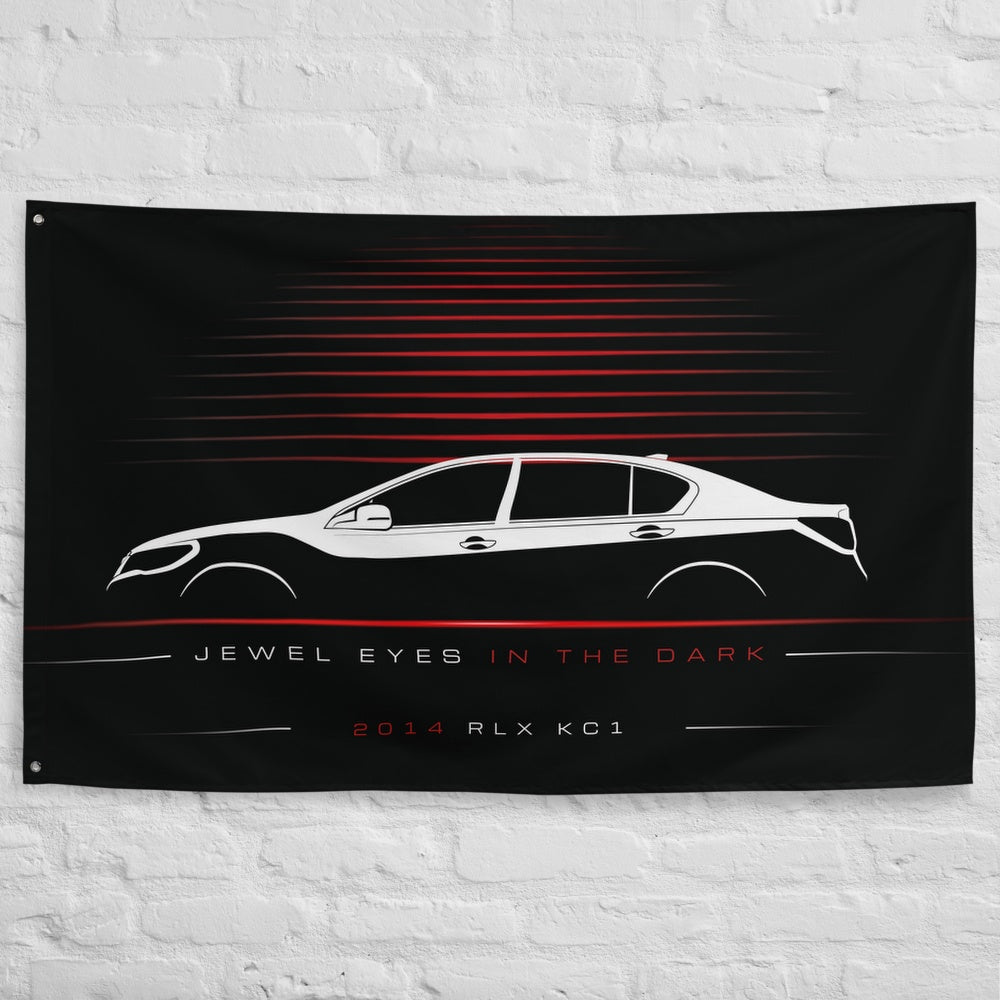 Acura RLX KC1 2014 car silhouette flag - White Brick Wall