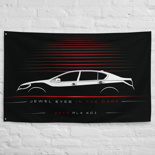 Acura RLX KC1 2014 car silhouette flag - White Brick Wall