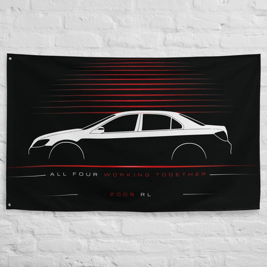 Acura RL 2009 car silhouette flag - White Brick Wall