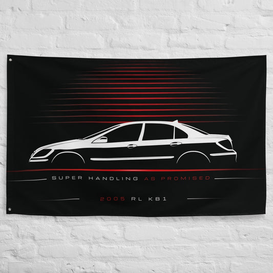 Acura RL KB1 2005 car silhouette flag - White Brick Wall