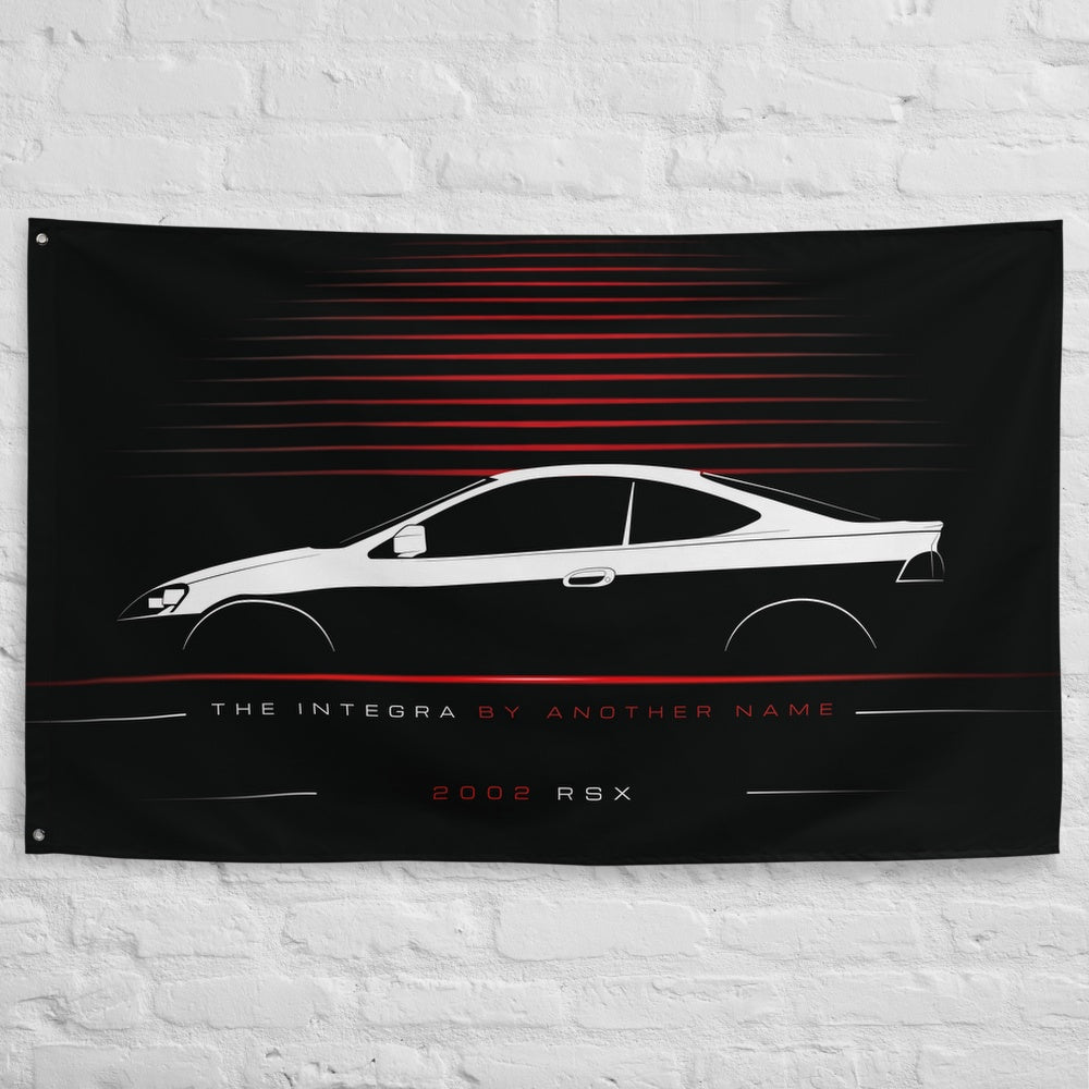 Acura RSX 2002 car silhouette flag - White Brick Wall
