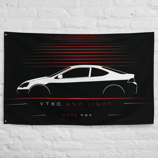 Acura RSX 2005 car silhouette flag - White Brick Wall