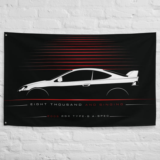 Acura RSX Type-S A-Spec 2005 car silhouette flag - White Brick Wall