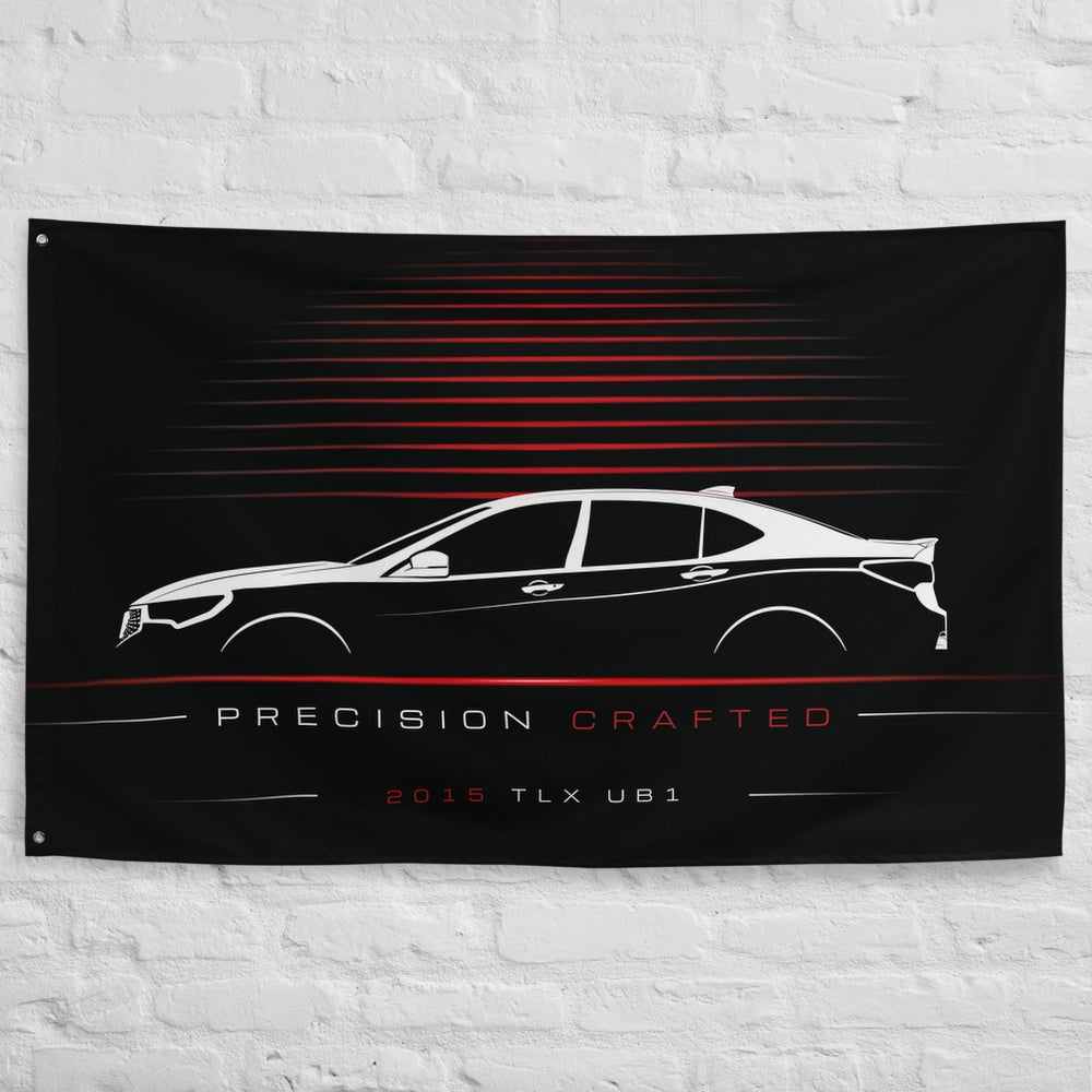 Acura TLX UB1 2015 car silhouette flag - White Brick Wall