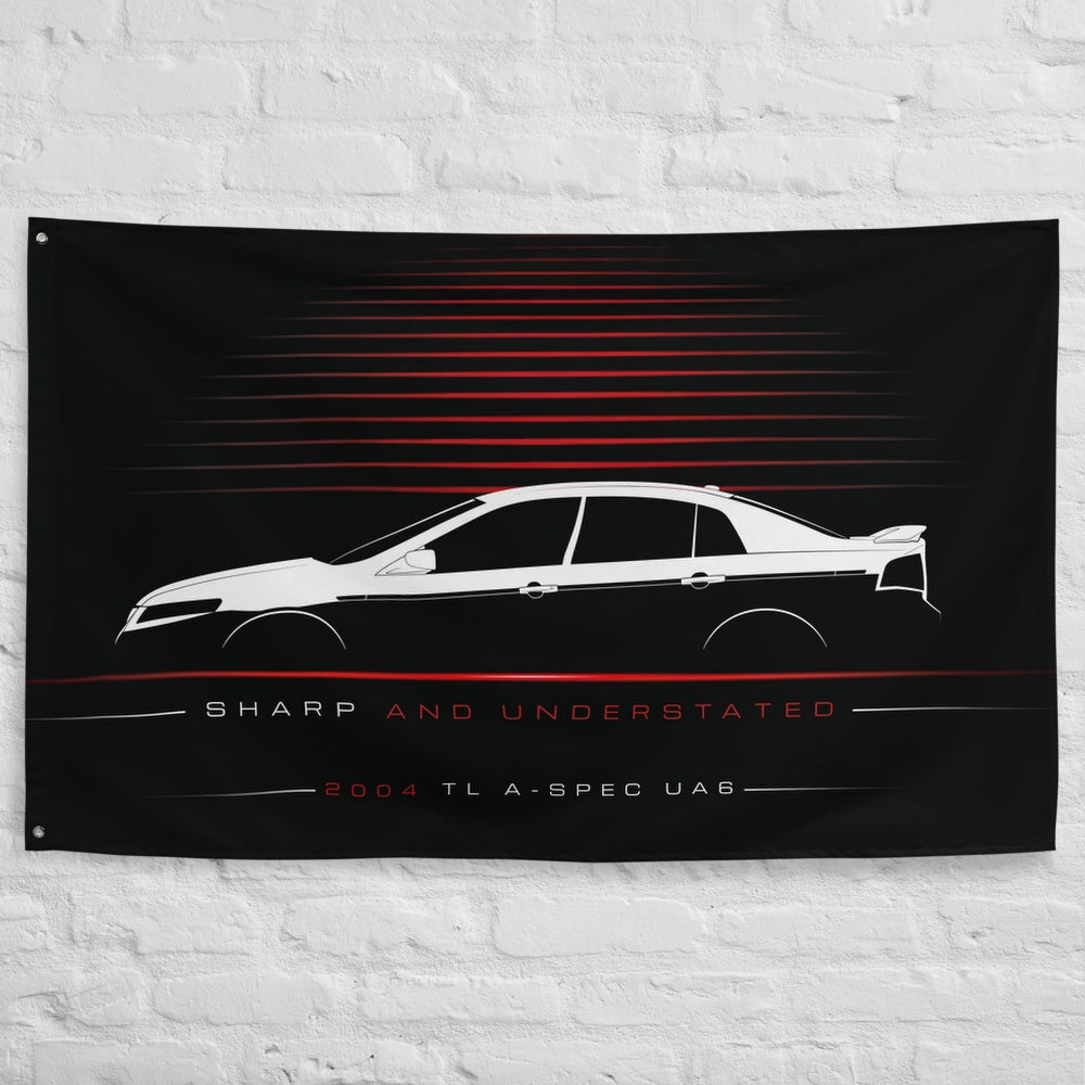 Acura TL A-Spec UA6 2004 car silhouette flag - White Brick Wall