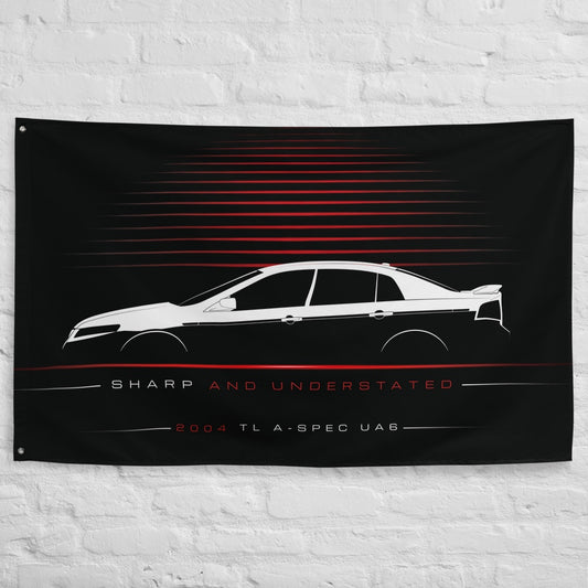 Acura TL A-Spec UA6 2004 car silhouette flag - White Brick Wall