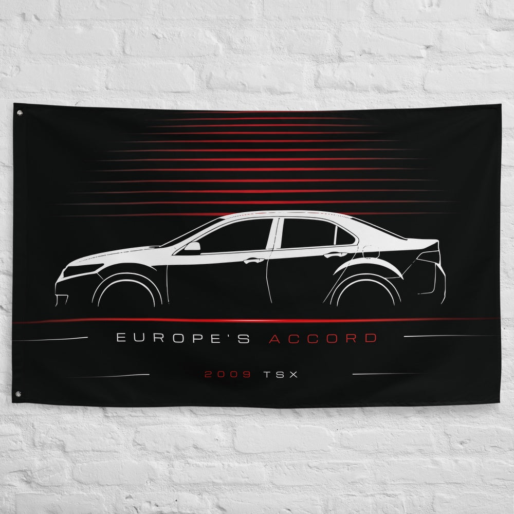 Acura TSX 2009 car silhouette flag - White Brick Wall