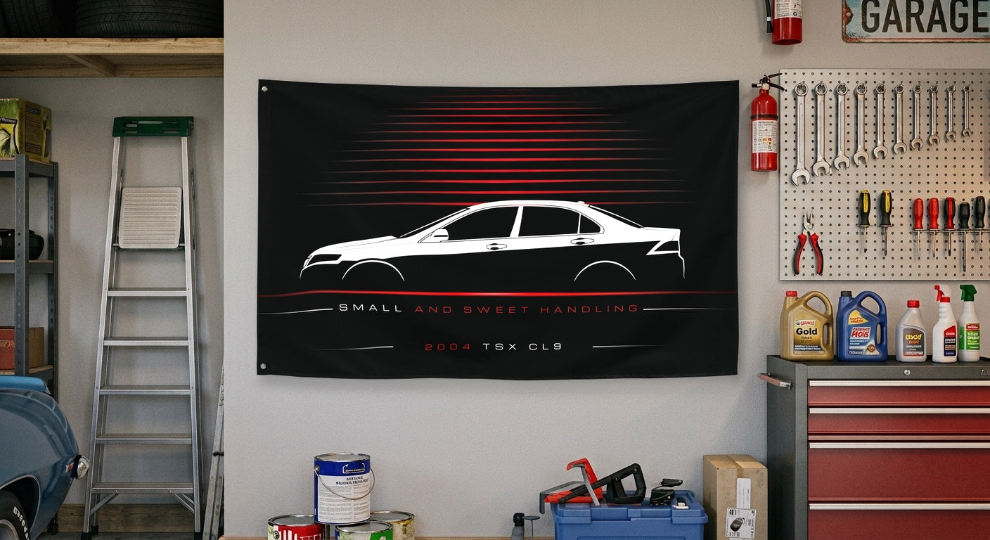 Acura TSX CL9 2004 car silhouette flag - Garage Wall