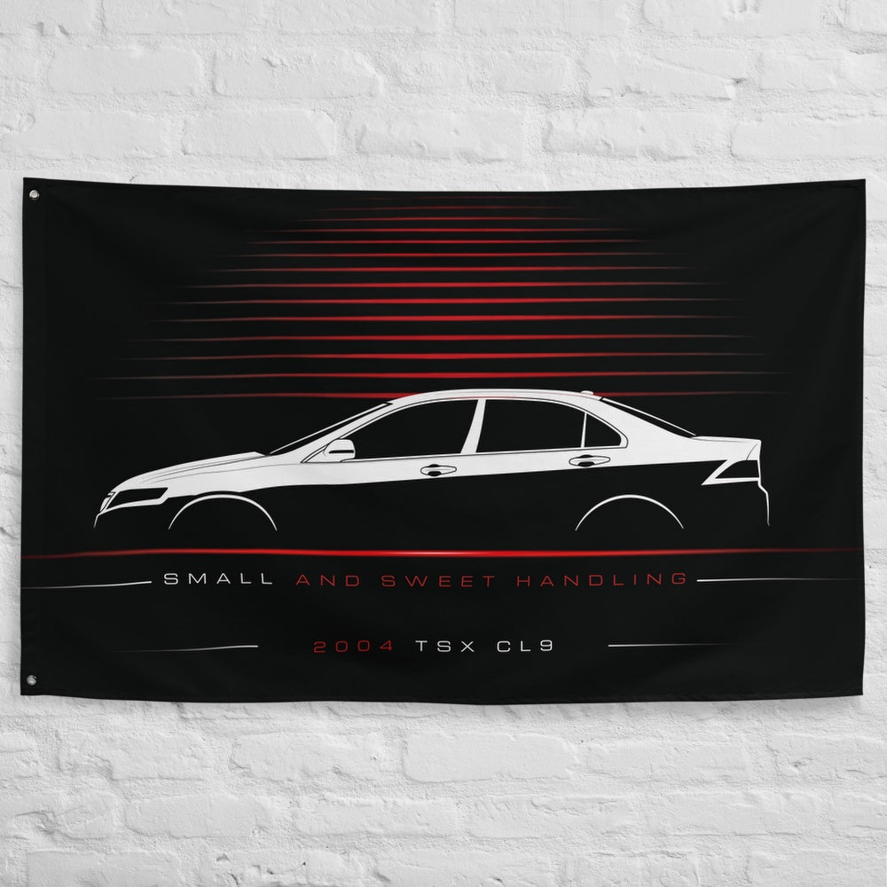 Acura TSX CL9 2004 car silhouette flag - White Brick Wall